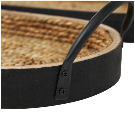Brown Wooden Coiled Oval Nesting Tray Décor Set